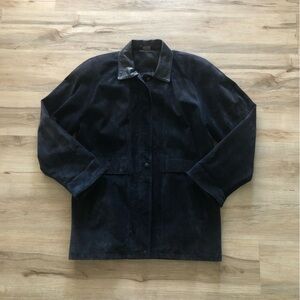 Vintage Suede Leather Black Jacket